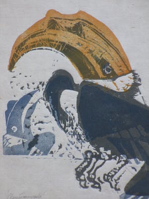 Jaap Ploos van Amstel - Neushoornvogels - Houtsnede kopen? Bied vanaf 45!