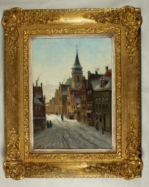 Oene Romkes de Jongh - Besneeuwd Stadsgezicht kopen? Bied vanaf 425!