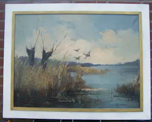 Jan Bevort - Plaslandschap met eenden. kopen? Bied vanaf 150!