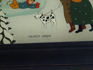 Renate Koblinger-Drobar - Achterglasschildering , Wintergezicht – gesigneerd & ingelijst – ca 1980 kopen? Bied vanaf 1!