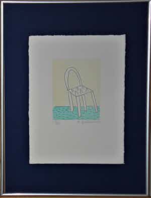 Klaas Gubbels - Stoel op groen (zeer kleine oplage en met hand ingekleurd!) verkocht voor € 299!