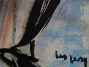 Niet of onleesbaar gesigneerd - Vooroorlogs Kubistische Aquarel "Moeder en Kind" gesigneerd kopen? Bied vanaf 10!