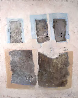 Fanny Mazure - Gemengde techniek op doek, Abstracte compositie - Ingelijst (Groot) kopen? Bied vanaf 50!