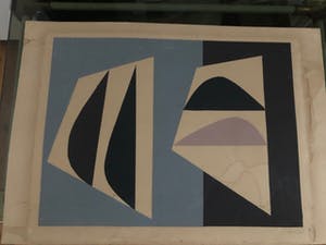 Jo Delahaut - Blauwe en zwarte geometrische compositie kopen? Bied vanaf 200!