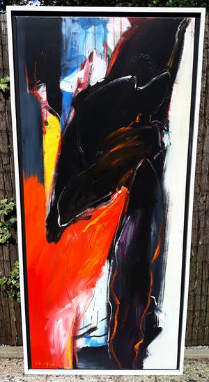 Loes Kurpershoek - Abstracte compositie, acrylverf op doek (ingelijst, groot!) kopen? Bied vanaf 250!