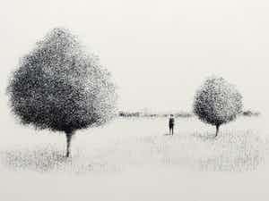 Metten Koornstra - Man in Verstild Landschap verkocht voor € 20!