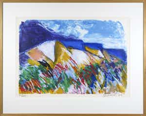 Jan Cremer - Zeefdruk, La Montagne Saint Victoire - Ingelijst verkocht voor € 250!