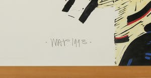 Hans Wap - Linosnede en pastelkrijt op papier, Birdman - Ingelijst kopen? Bied vanaf 100!