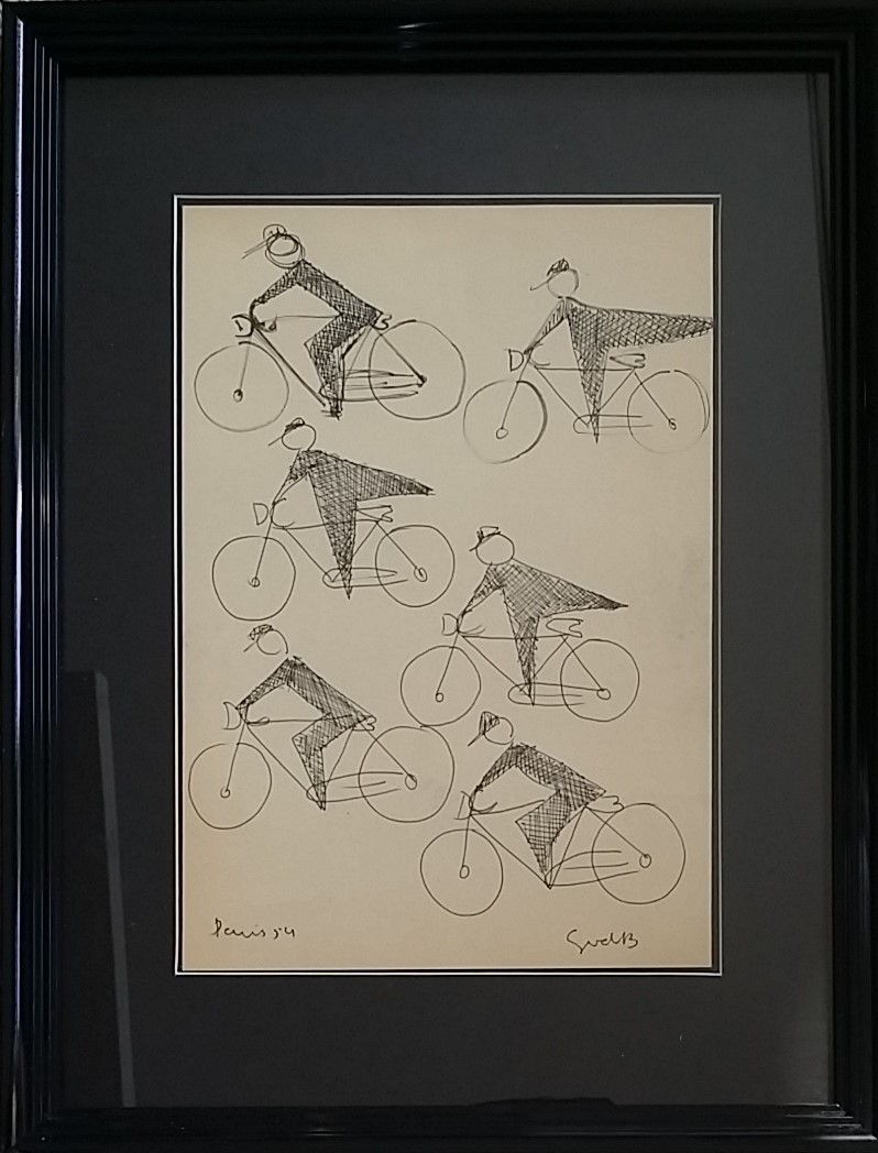 Siep van den Berg - Wielrenners - Inkt op papier verkocht voor € 150!