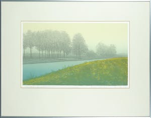 Hans Heijman - Kleurenets, Poplieren bij Wells eind I - Ingelijst kopen? Bied vanaf 35!