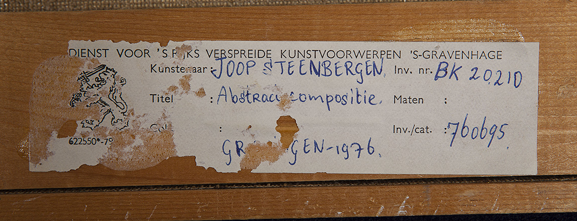Joop Steenbergen - Abstract compositie - Acrylverf op doek - gesigneerd r.o. - BKR Groningen - 1976 kopen? Bied vanaf 10!