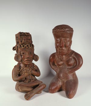Niet of onleesbaar gesigneerd - Terracotta, Lot van twee sculpturen kopen? Bied vanaf 10!