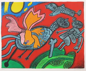 Corneille - Zeefdruk, L'ange descendu des astres - Ingelijst kopen? Bied vanaf 200!