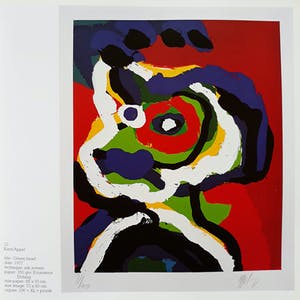 Karel Appel - Green head, zeefdruk (mooi ingelijst, groot) kopen? Bied vanaf 1695!