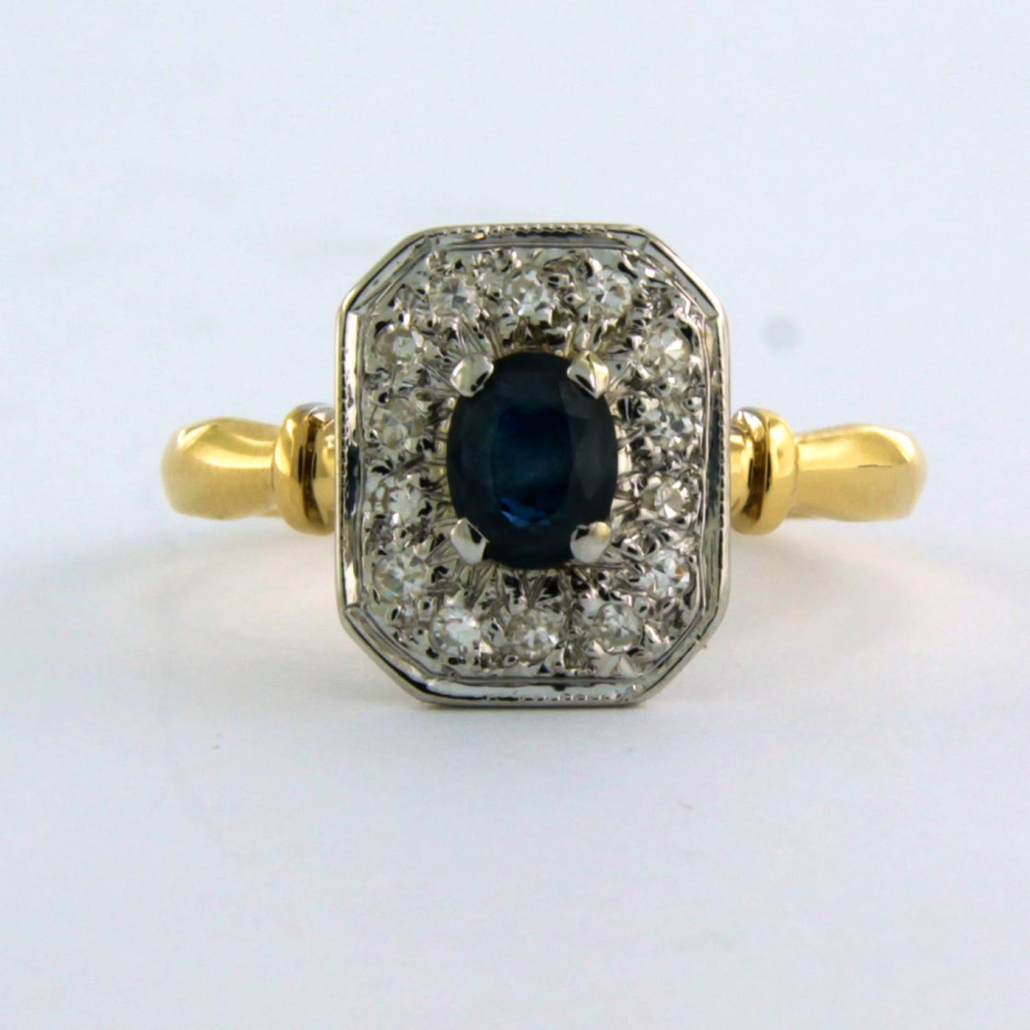 18k bicolour goud ring met saffier en single cut geslepen diamant - rm 16.25 kopen? Bied vanaf 200!