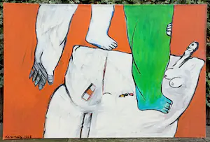 Hannes Postma - Figuren, olieverf op doek (groot!) kopen? Bied vanaf 250!