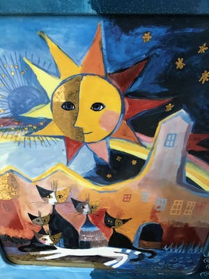 Rosina Wachtmeister - Grote siertegel “ Gatti Vagabondi “ Limited Edition kopen? Bied vanaf 175!