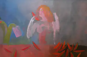 Branka Perosevic - Z.T. (vrienden tussen palmen) Acryl - GROOT werk - 251-B kopen? Bied vanaf 150!