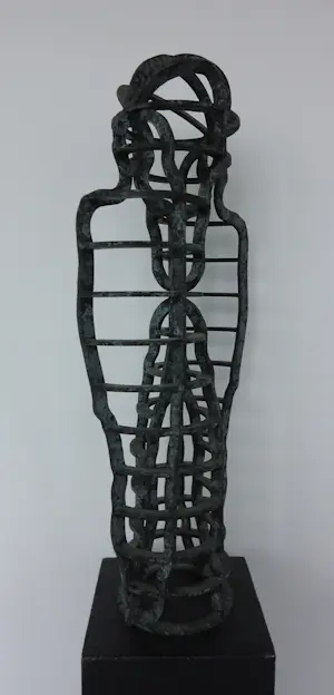 Peter Jansen - Bronzen beeld op houten sokkel, Twee figuren kopen? Bied vanaf 500!