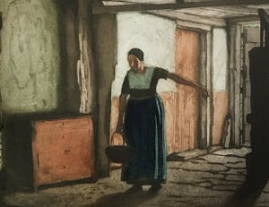 Tjeerd Bottema - Boerendeel in Laren - kleurenets/aquatint kopen? Bied vanaf 60!