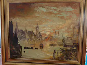 Jean Pierre Couprie - stadshaven bij ondergaande zon kopen? Bied vanaf 250!