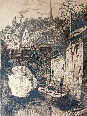 Jan Antonius van Schooten - De Dieze achter de Hinthamerstraat in s-Hertogenbosch. verkocht voor € 45!