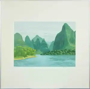 Sees Vlag - Zeefdruk, China Guilin - Li Jiang - Ingelijst verkauft für € 100!