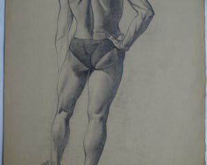 Nico Schrier - 2 Tekeningen, “Naakte man” – ca. 1950 kopen? Bied vanaf 1!