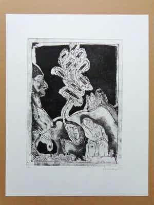 Lucebert - TYPISCHE FIGURATIE / ZW-W ETS / 57x44cm / SIG verkocht voor € 165!