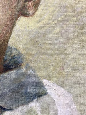 Niet of onleesbaar gesigneerd - Schilderij van meisje gesigneerd NB, olieverf op linnen kopen? Bied vanaf 1!