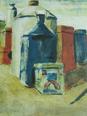 Jeroen Hermkens - Ingelijste litho , “Blikken stad” – 1992 kopen? Bied vanaf 1!