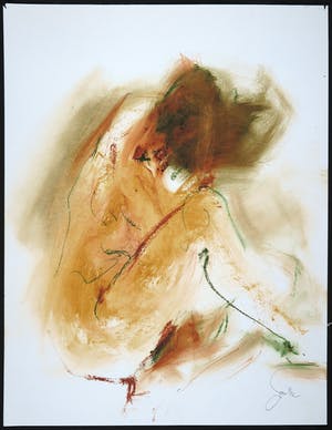 Franscz Witte - Acryl en krijt op papier, Zittend figuur kopen? Bied vanaf 1!