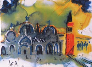 Niet of onleesbaar gesigneerd - Naar Salvador Dalí, Porseleinen Plaquette "Place Saint Marc a Venise" kopen? Bied vanaf 1!