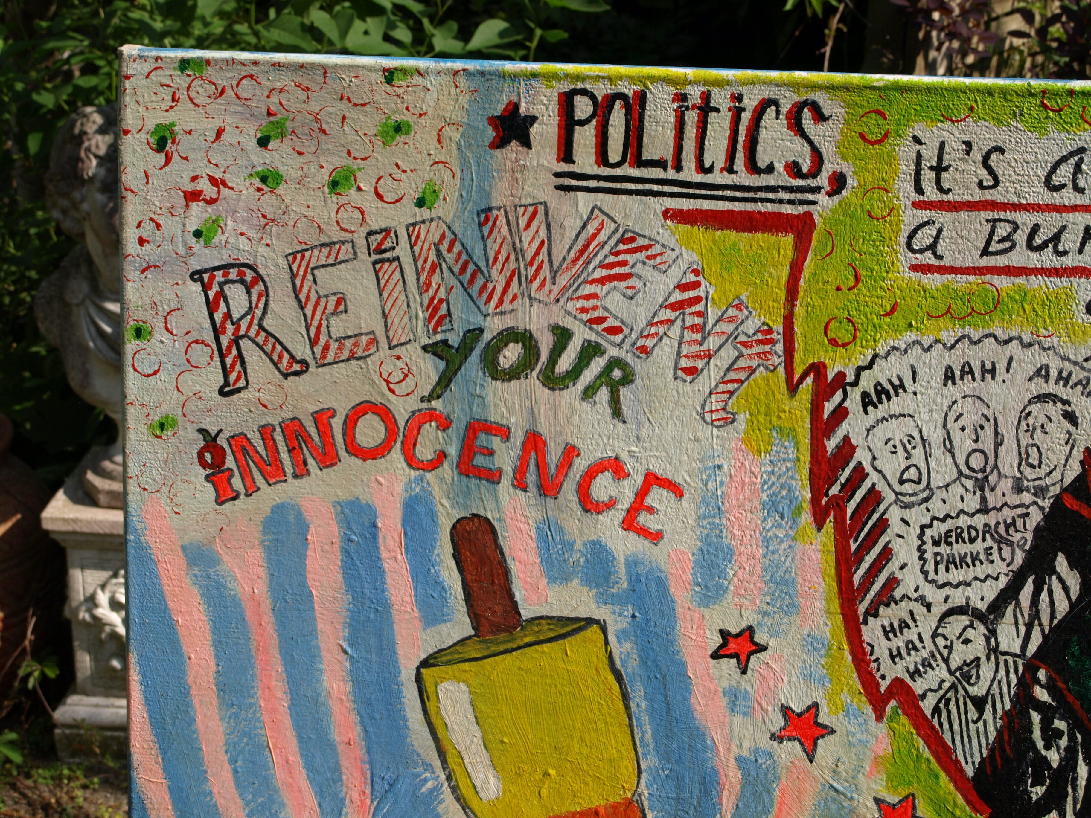 Niet of onleesbaar gesigneerd - Acrylverf op doek , Politics, it’s all a bunch of Bla Bla – 130 x 130 cm - 2006 kopen? Bied vanaf 1!