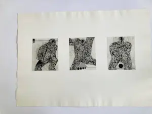 Kees Spermon - drieluik droge naald - as if were aliens kopen? Bied vanaf 55!