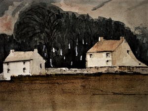 Niet of onleesbaar gesigneerd - gesigneerd Aquarel - "Landschap en witte huizen Thorn Limburg" kopen? Bied vanaf 10!