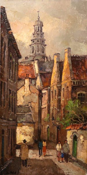 Niet of onleesbaar gesigneerd - Stadsgezicht kopen? Bied vanaf 5!