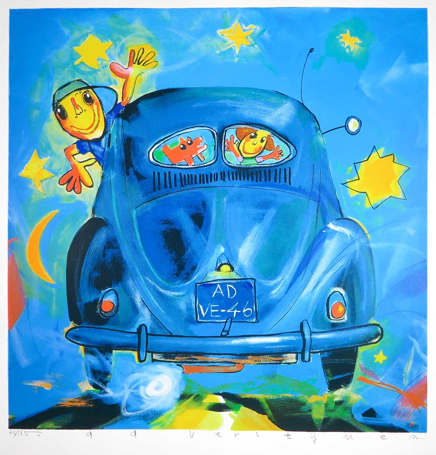 Ad Verstijnen - Zeefdruk, VW Brilletje achterruit kopen? Bied vanaf 1!