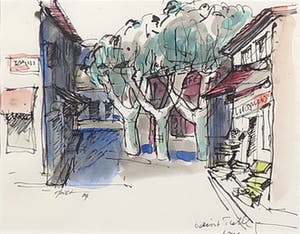 Piet Snoeren - Pentekening en aquarel, Saint Tulle kopen? Bied vanaf 1!