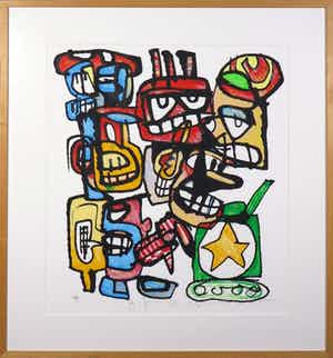 George Heidweiller - Zeefdruk, Zonder titel - Ingelijst verkocht voor € 1!