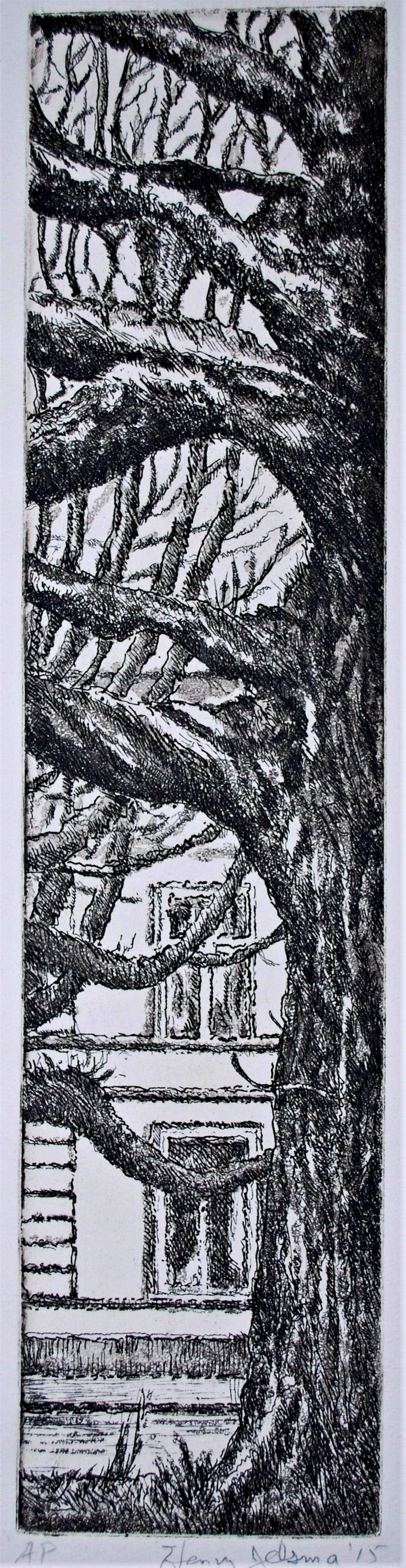 Henry Jelsma - Eik voor een huis - A.P. ets - met opdracht kopen? Bied vanaf 30!