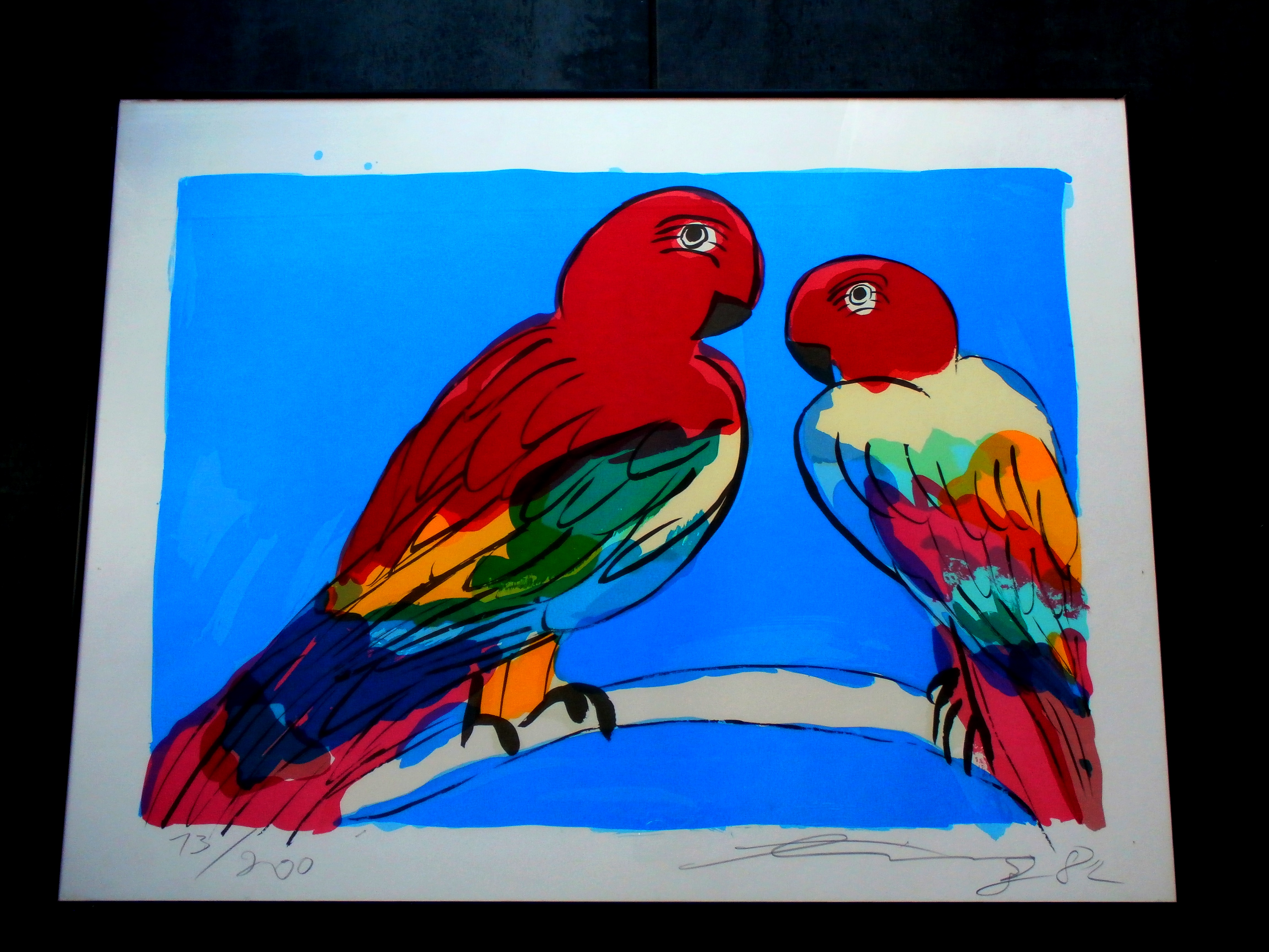 Walasse Ting - ingelijste litho: two parrots - 1982 kopen? Bied vanaf 499!