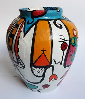 Miriam Slaats - Vaas, beschilderd karton/papier maché kopen? Bied vanaf 195!