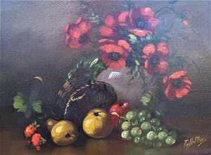 Tilly Moes - Stilleven met klaprozen en fruit. kopen? Bied vanaf 70!