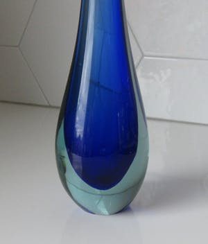 Flavio Poli - Seguso Vetri d'Arte - Blauwe Sommerso Druppelvaas kopen? Bied vanaf 10!