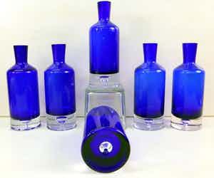 Kobalt blauwe kristal karaffen verkocht voor € 75!