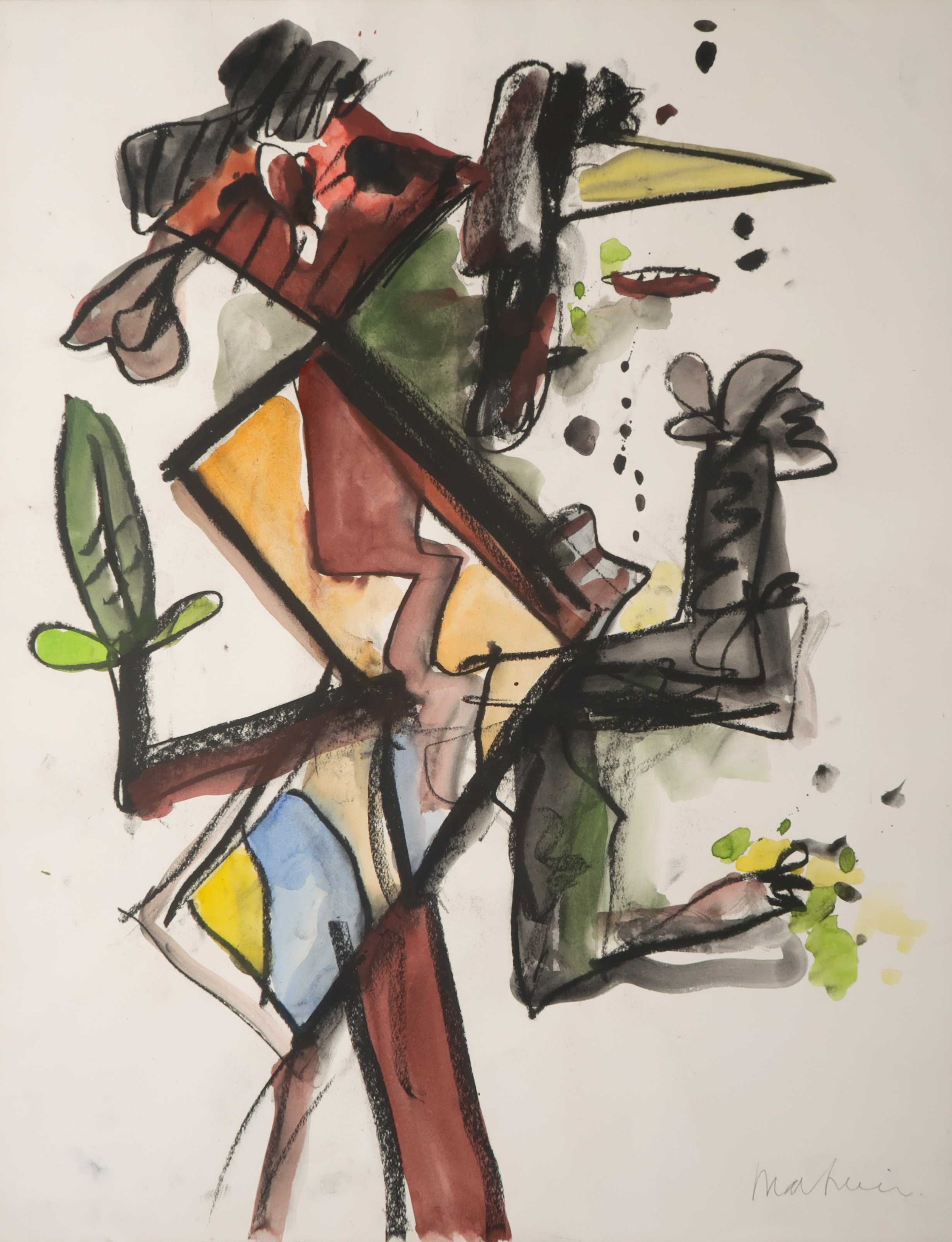 Anton Martineau - Krijt en aquarel op papier, Zonder titel verkocht voor € 50!