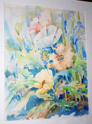 Bernadette Leijdekkers - Aquarel wilde bloemen verkocht voor € 60!