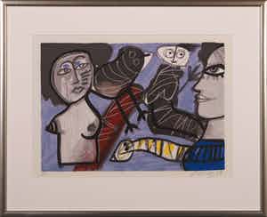 Corneille - Zeefdruk, Cobra - Ingelijst verkocht voor € 200!