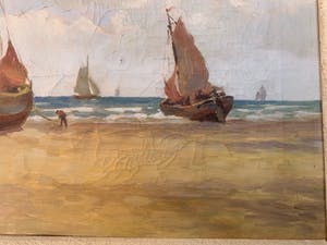 Niet of onleesbaar gesigneerd - Bomschuiten op het strand kopen? Bied vanaf 10!